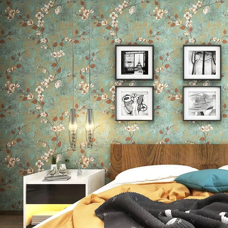 

American Wall Decals Garden Wallpaper 0.53mx3m Self-adhesive Retro Bedroom Cozy TV Background Wall Stickers Dormitory Wallpaper