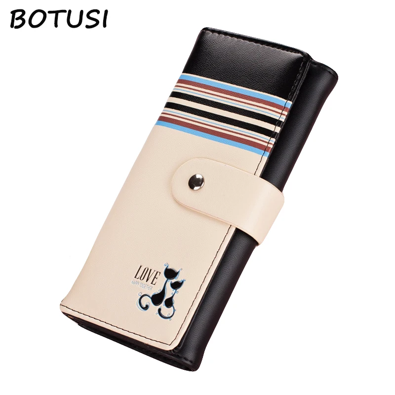 

BOTUSI New Women Wallets Soft PU Leather Cute Cats Hasp Lady Purses Wallet Cards ID Holder Moneybags Women Long Clutch Coin Purs