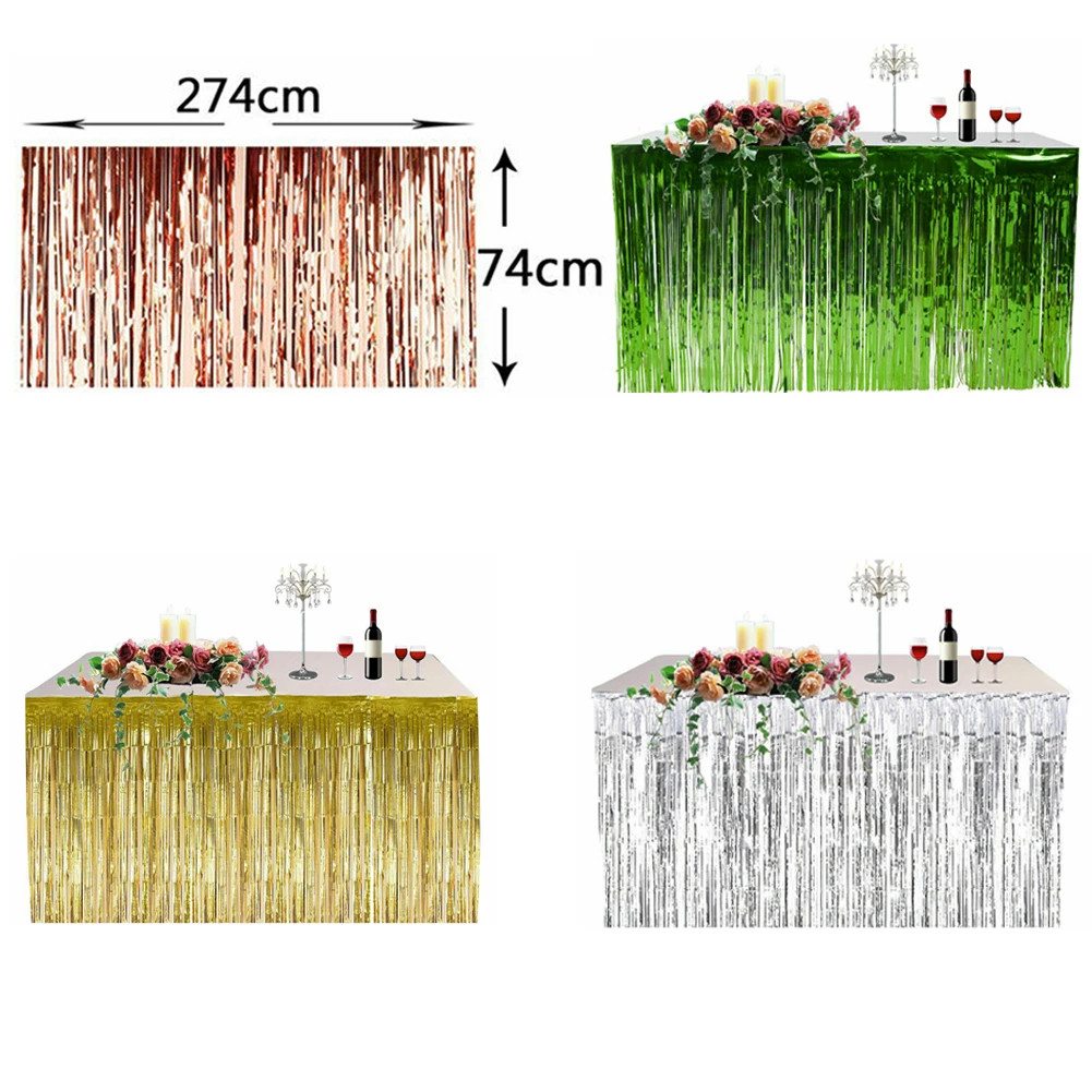Металлическая бахрома стол юбка Свадебная вечеринка день рождения Блестки из фольги кисточкой стол стены шторы украшения стола