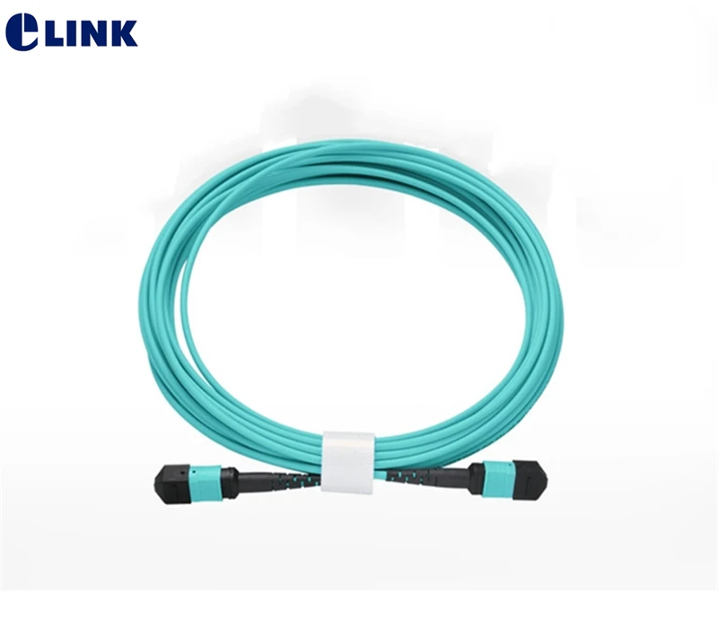MPO patchcord female Type B 24 core 40G round cable OM3 aqua color 2m 3m 5m 10m 15m 20mtr ftth optical fiber jumper ELINK