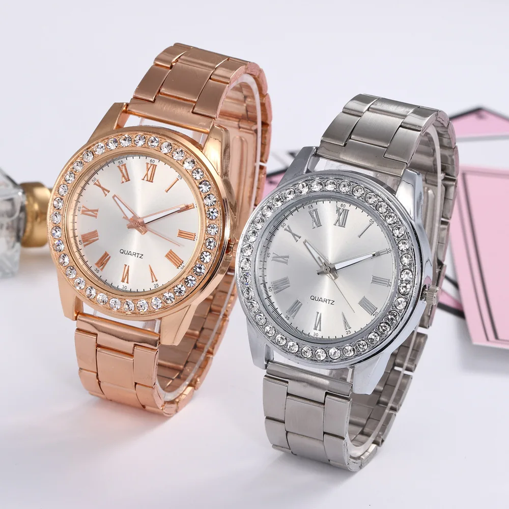 2018 Top Luxury Brand Bling Bling Rhinestone Roma Dial Women Quartz