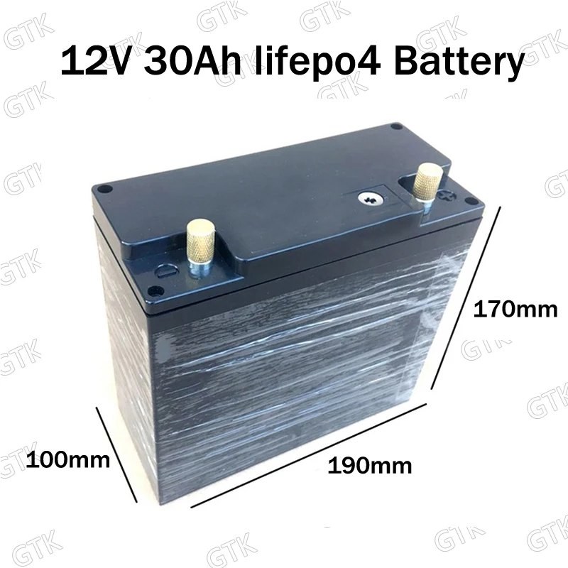 

GTK Waterproof Lifepo4 12v 30ah battery 12.8v Super Power for 12V 360W lamp deep cycle batteries for solor inverter +3A Charger