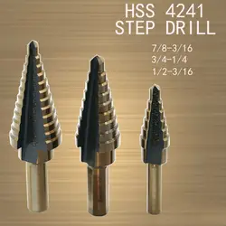 Высокое качество 3 шт. HSS 4241 британская система шаг core сверло круглая ручка набор 1/2-3/16 3/4-1/4 7/8-3/16