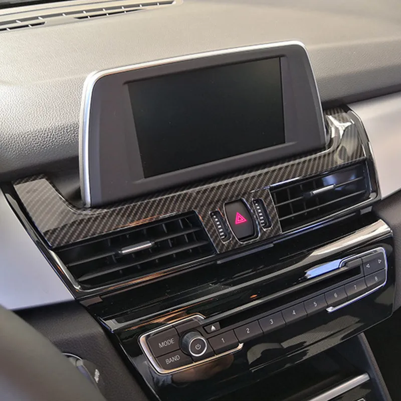 Углеродного волокна Цвет навигации Экран крышка отделка центральной выпускная рама украшения Наклейка для BMW 2 серии Active Tourer F45 ABS