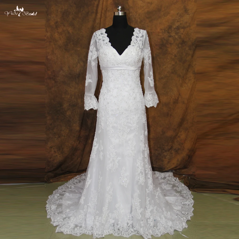 Rsw170 с длинным рукавом Кружево из двух частей пляж свадебное платье