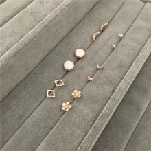 Модные ювелирные изделия модный розовый цвет покрытие цветок луна Корона круглая 6 пара серег набор