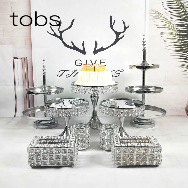 FFriday кристалл торт стенд набор Гальваническое серебряное зеркало лицо Свадебная вечеринка стол конфеты бар украшения инструменты