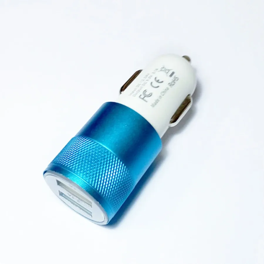 Универсальная Быстрая зарядка алюминиевый материал двойной 2 порта 2.1A+ 1A USB Автомобильное зарядное устройство для нормального Usb iphone для samsung для планшетных ПК