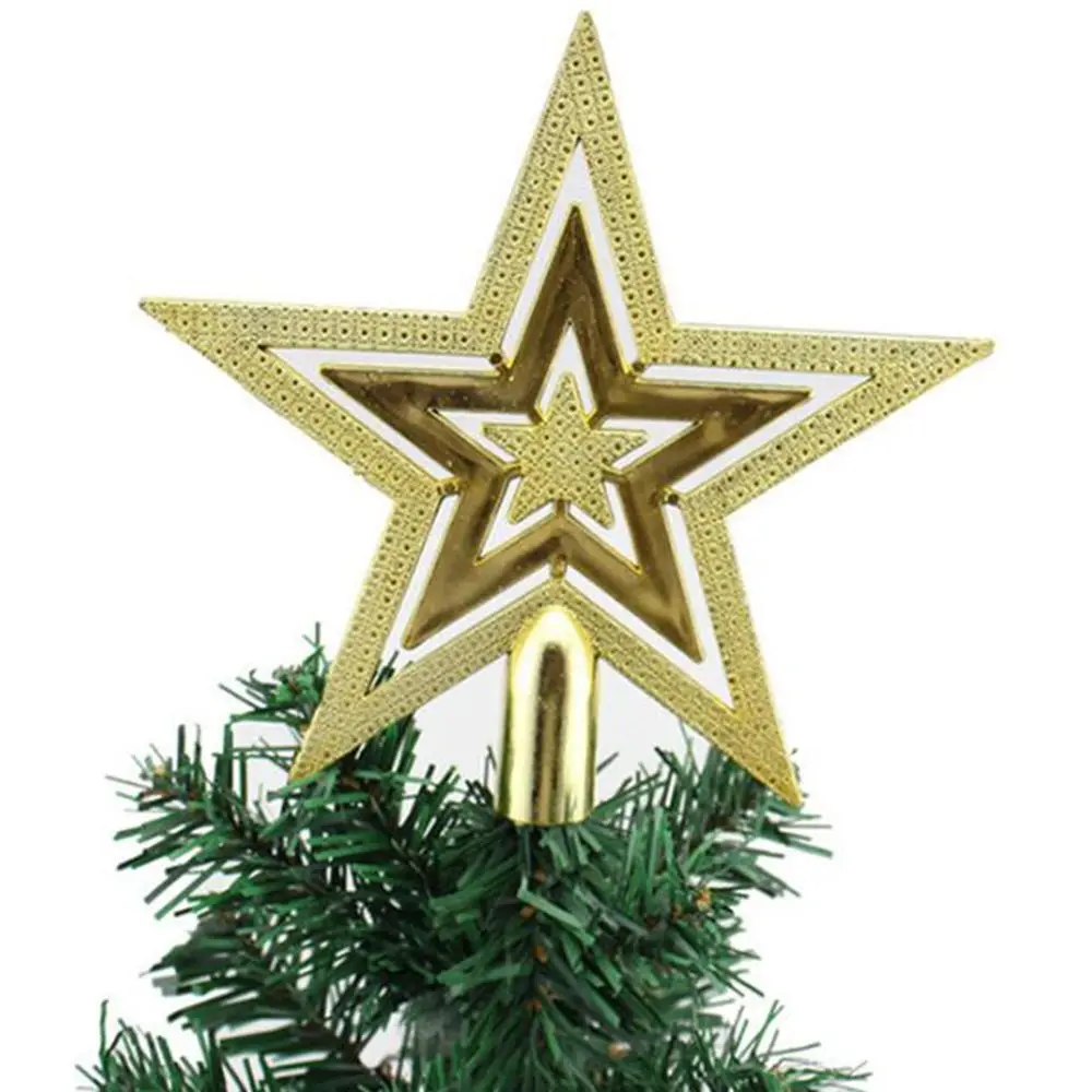 Рождественская елка с блестящими звездами, Рождественский Декор, орнамент, верхушка на дереве, рождественские принадлежности, креативная Рождественская елка