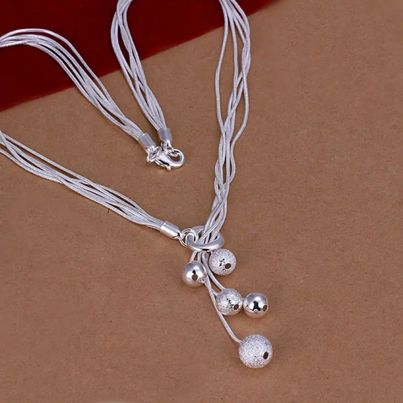 wholesale fine 925 sterling silver necklace fashion jewelry chain 5line