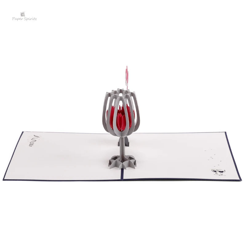  PAPER SPIRITZ Wine Cards 3d laser Cut Paper Pop Up Gift Card With Envelope Invitations Greeting Hap - 32895121399