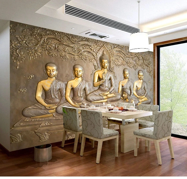 Пользовательские фото обои настенные фрески 3D золотая статуя Будды Настенная живопись Гостиная Кабинет задний план Декор Papel де Parede
