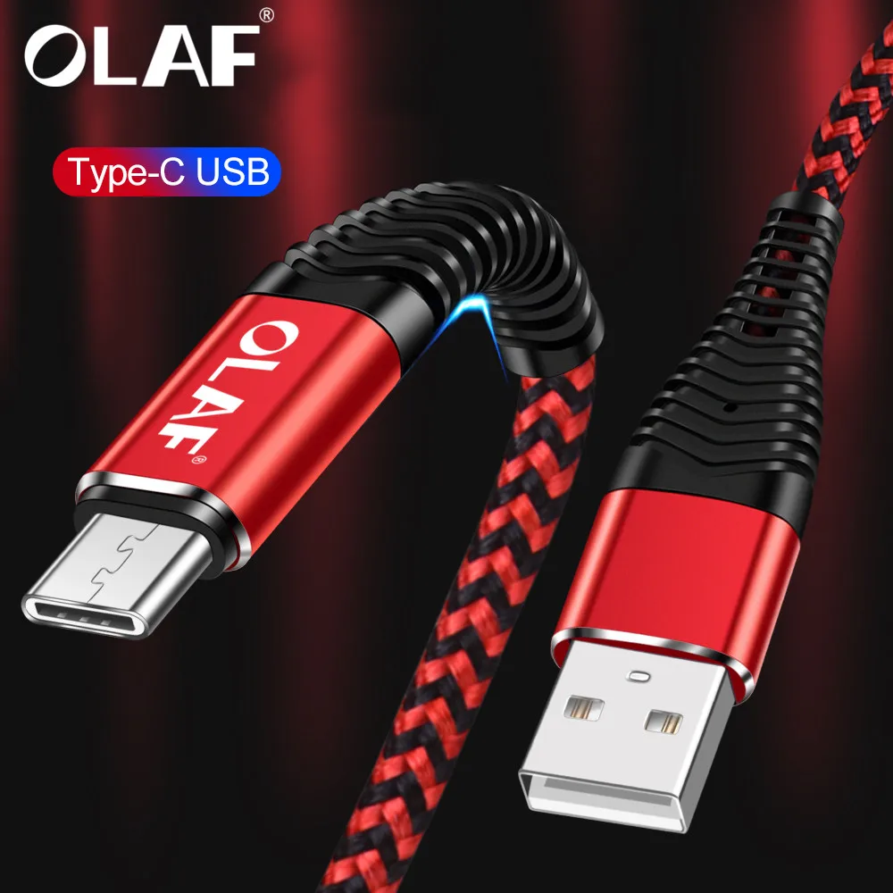 

OLAF USB Type C Cable 1M 2M Quick Charge 3.0 USB-C Cord For Samsung S9 S10 Xiaomi mi8 mi9 Huawei P30 Pro Fast Charger USB C
