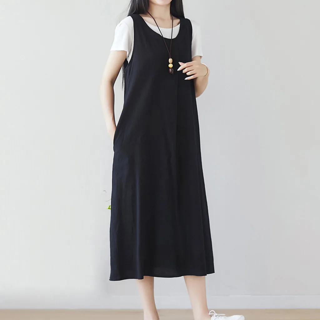 

Womail Set Ladies Women Cotton Linen Casual Loose Solid Color Strap Dress Two-piece Suit Women Suits Set Comfortable May 21