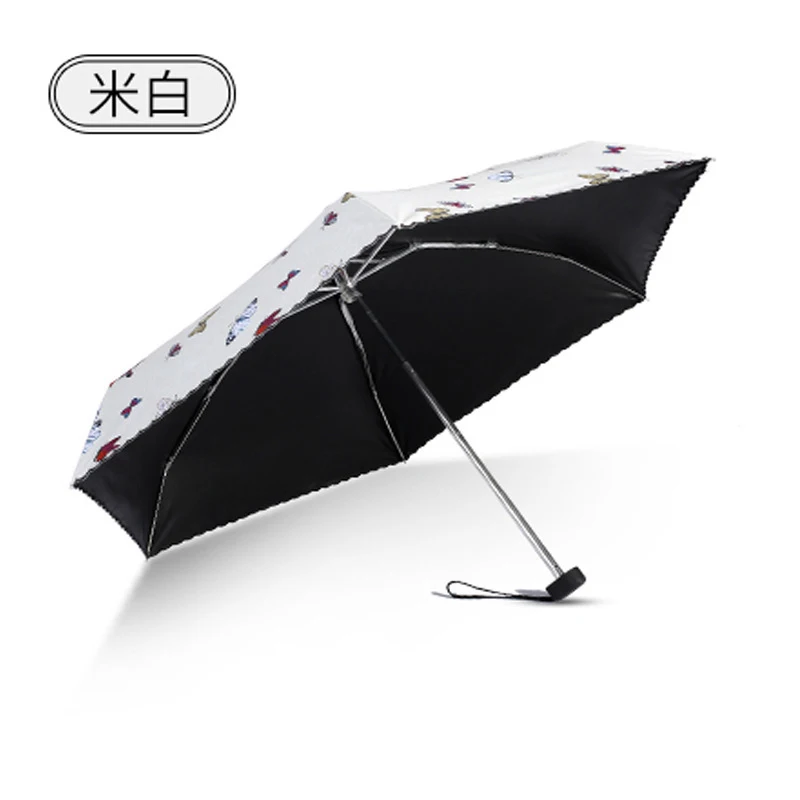 Ультра-светильник, зонт от солнца, Женский мини-зонт от солнца, небольшой свежий солнцезащитный зонт, складной зонт в 5 раз, двойное использование, солнцезащитные зонты - Цвет: Bei Bai