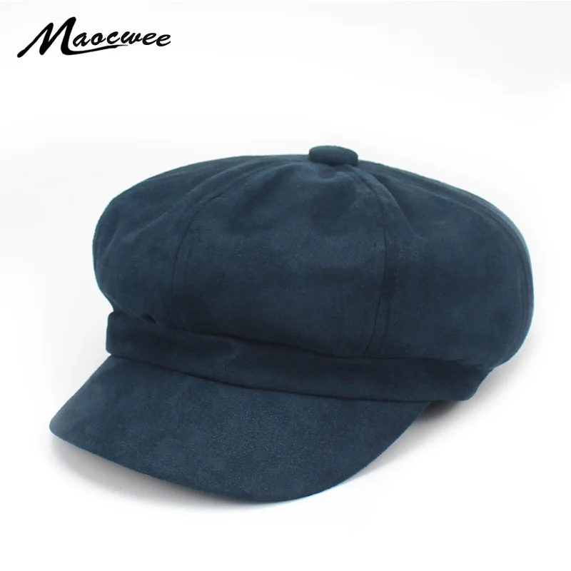 

Suede Beret Cap for Women Warm Outdoor Autumn Berets Girl Women Hat Bare Chapeu Feminino Suede Newsboy Army Octagonal Cap Bone