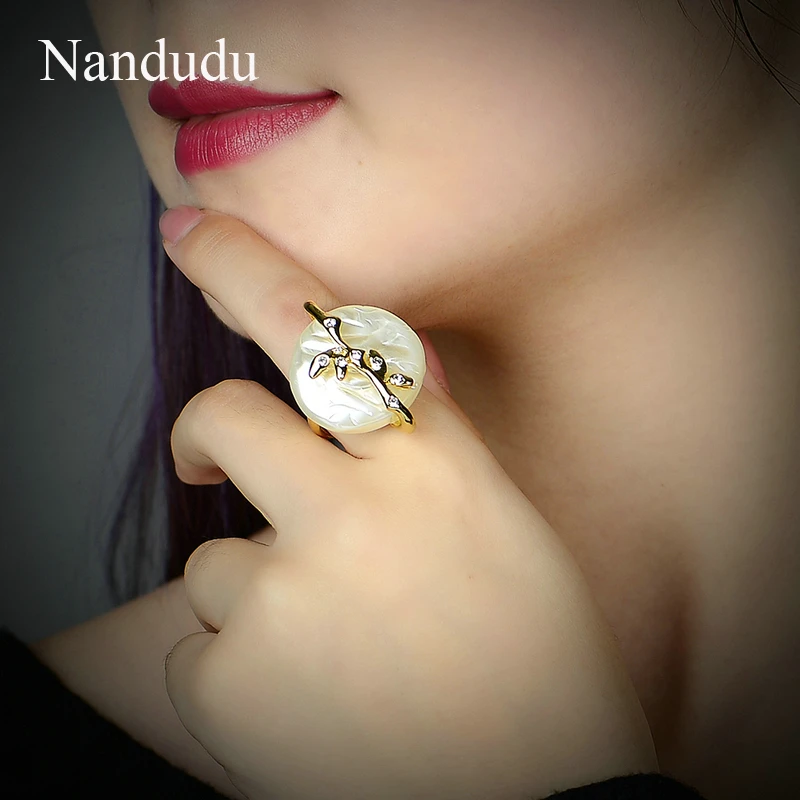 Nandudu, новая коллекция, медные кольца с пресноводным культивированным жемчугом для женщин, свадебные украшения, аксессуары, кольцо, ювелирное изделие, подарок R1914