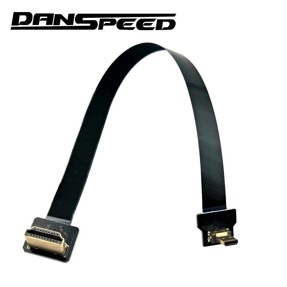 Danspeed جديد وصول fpv hdmi نوع لأعلى بزاوية ذكر إلى hdmi مايكرو لأعلى بزاوية 90 درجة ذكر شقة كابل الجوي التصوير