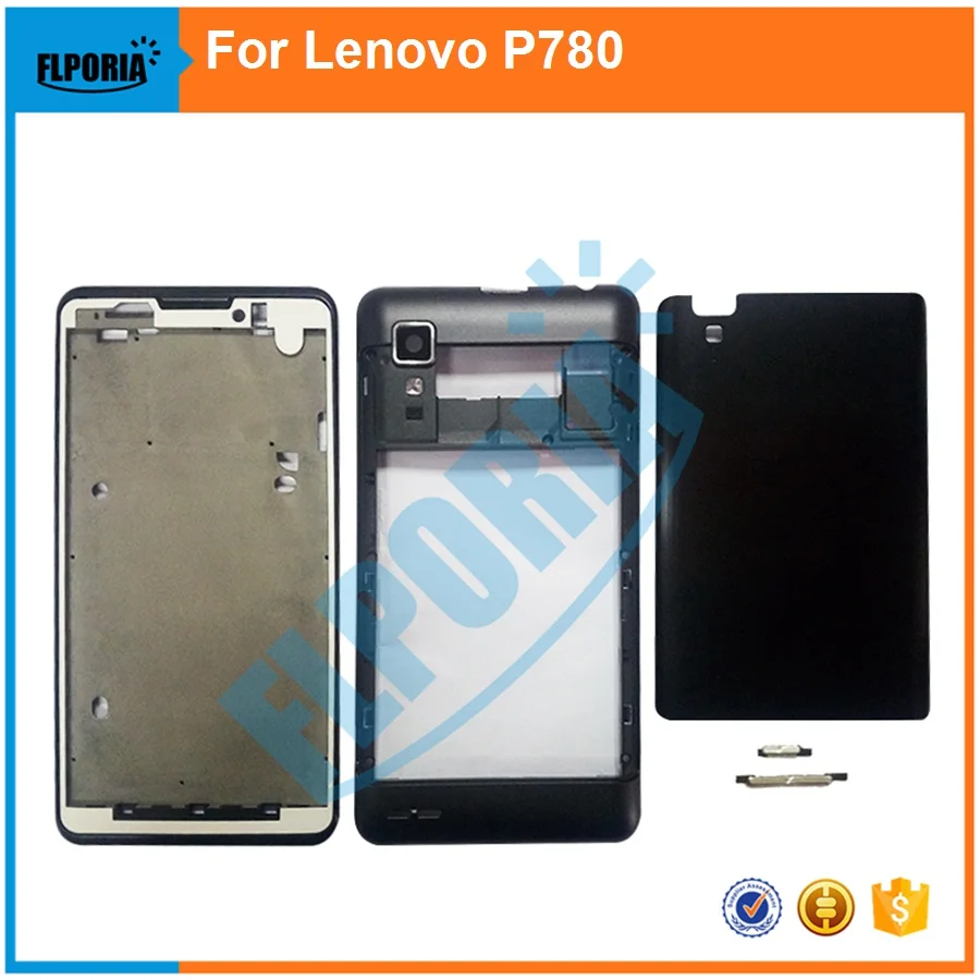 

FLPORIA 1PCS For Lenovo P780 LCD Front Frame Middle Frame Battery Box Battery Back Cover Housing Case With Power Volume Buttons