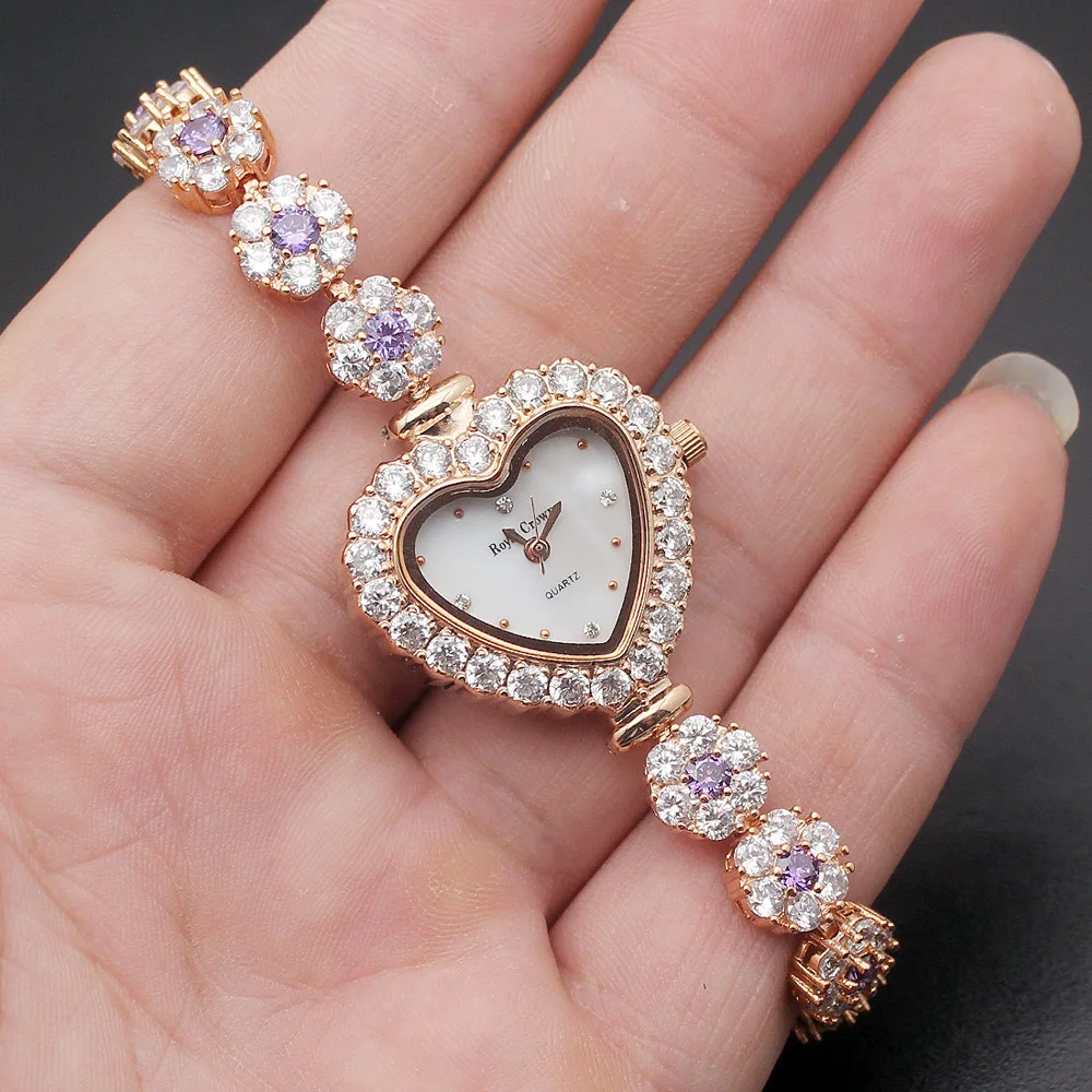 

Superb Love Gift Women Quartz Watch Shiny Lady Wristwatch Fashion Heart Jewelry Watches Party Bracelet 7.5''