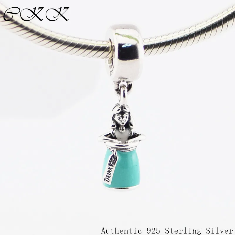 

Beads Alice in a Bottle 100% 925 Sterling Silver Enamel Charm Beads for Jewelry Making Fit Charms Bracelets DIY Beaded SF346