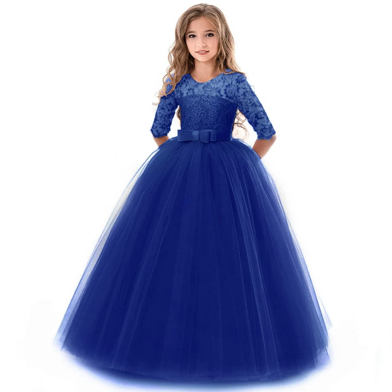 Online 2019 primavera adolescente de manga larga vestido de Navidad Fiesta vestido boda graduación vestidos infantiles para Niñas Ropa de disfraz vestido de princesa