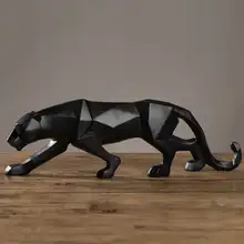 Modern Abstract Black Panther Sculpture Geometric Resin Leopard Statue Wildlife Decor Gift Craft Ornament Accessories Furnishing