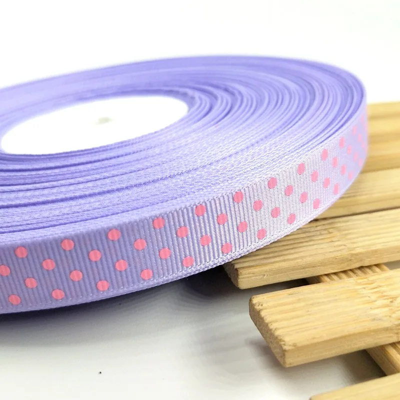 HL 5/8"(15MM) 10 Meters/lot Printed Dots Grosgrain Ribbons Gift Box Wrapping Belt Wedding Party Decorative Crafts - Цвет: purple