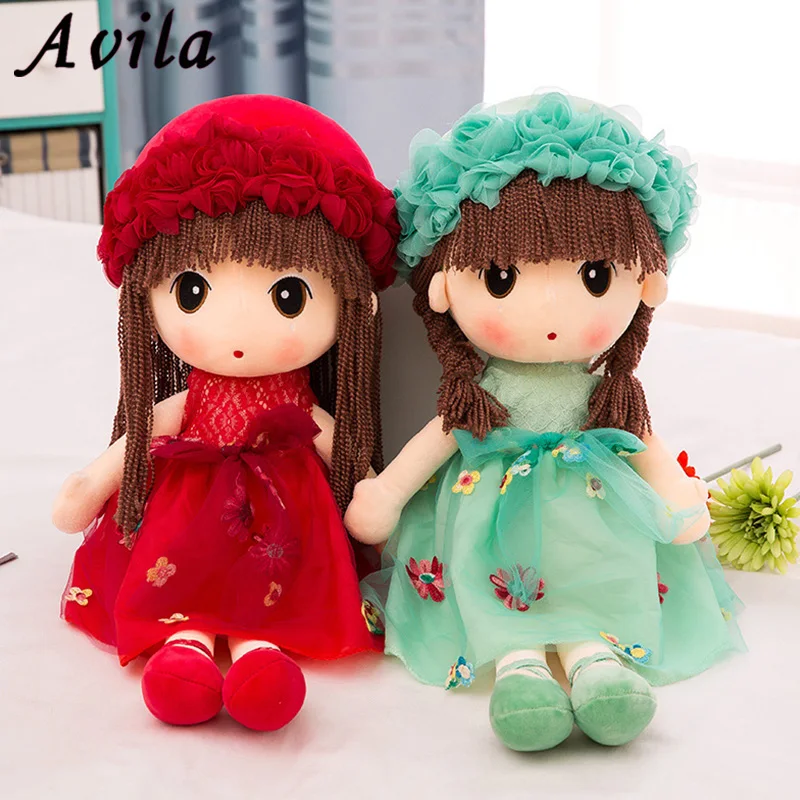

45cm 5Colors Stuffed Angela Plush Doll Girl with Lace Embroidered skirt Fashion Popular Girl Toys for 1-3 years Girls