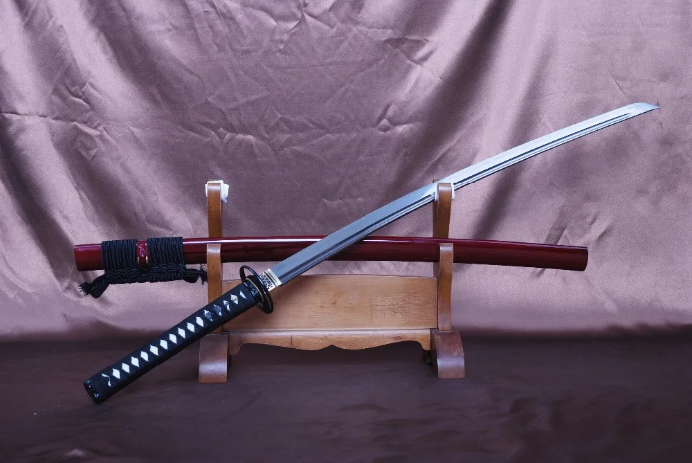 Brandon Swords Full Tang Training Samurai Sword Folded Steel Clay Tempered Sharp Combat Japanese Sword Long Knife Present