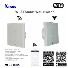 Xenon Light Switch panel smart phone control APP Panel turn on/off switch WiFi smart remote control wall switch 3 gang EU