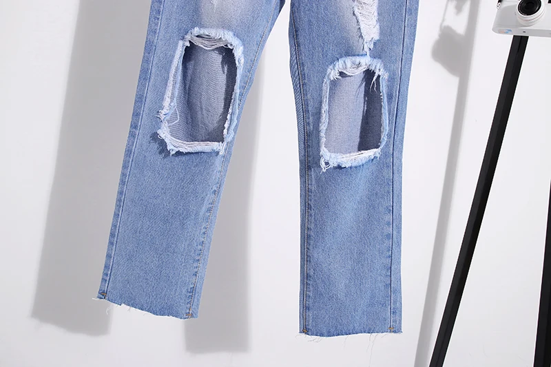 Ripped Jeans for Woman High Waist Plus Size Boyfriend Jeans For Women Blue Denim Mom Jeans Femme Pants Feminino Trousers