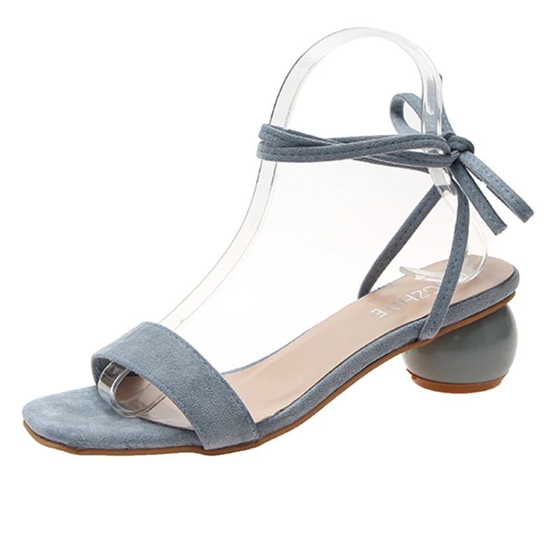 

Trendy Elegant Ankle Strap Heels Sandals Women Blue Black Summer Shoes Woman Mules Slippers Women Open Toe sandales femme 2019