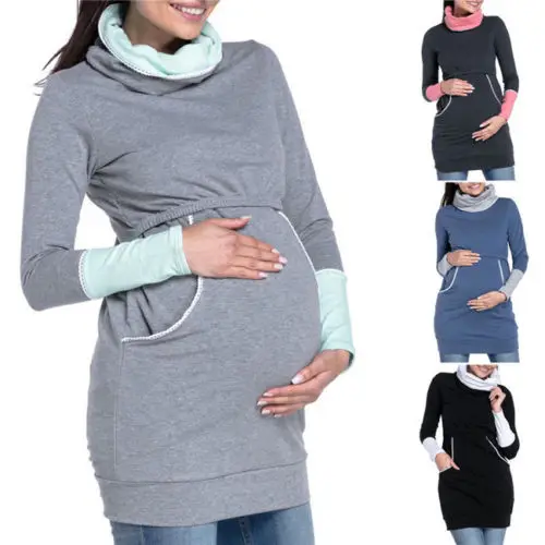 

Women Maternity Breastfeeding Tops Hoodie Pregnancy Nursing Sweatshirt Blouse