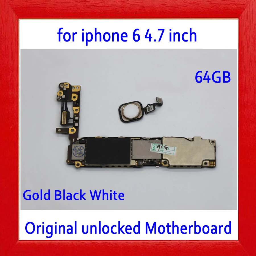 

Factory unlocked for iphone 6 4.7inch Motherboard with Touch ID Original for iphone 6 Mainboard with IOS System,Gold Black White