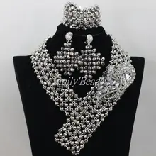 Африканский серый костюм Ювелирные наборы нигерийские Свадебные/вечерние хрустальные бусины Ювелирные Наборы новинка AIJ357