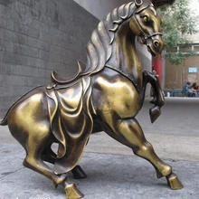 Bi001979 12." Китайский Королевский Отлично Чистая Бронзовый Благоприятный Лаки Верховая Статуя