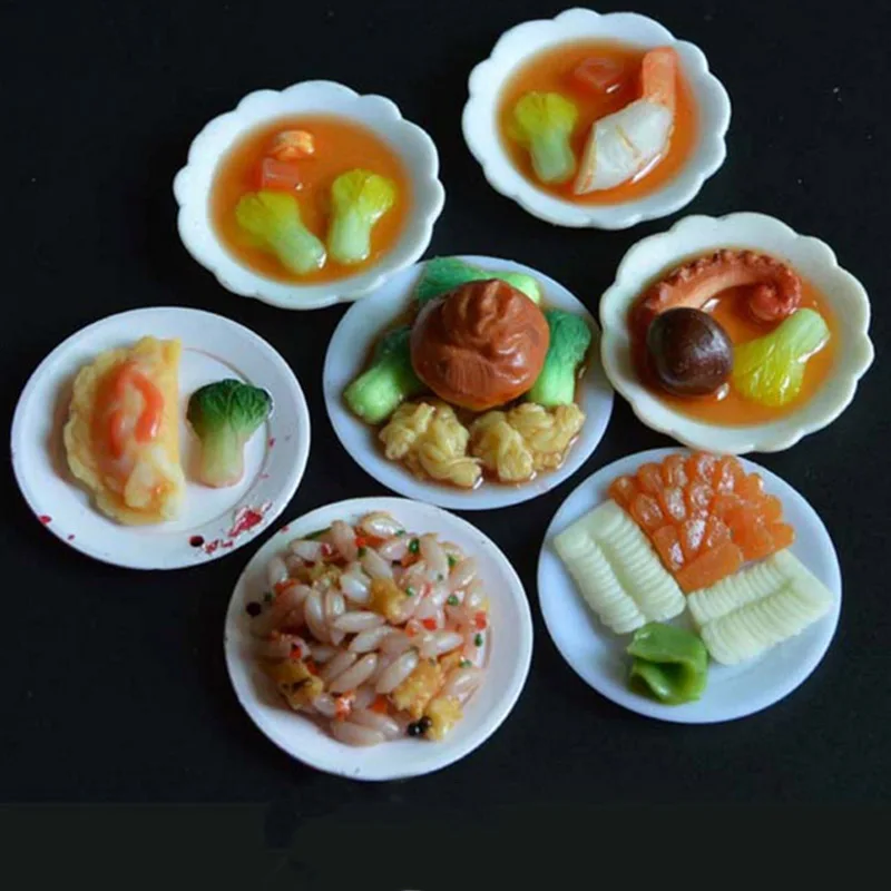CW_ 18Pcs 1:12 Scale Dollhouse Miniature Food Dish Bowl Tableware Plate Set Toys 