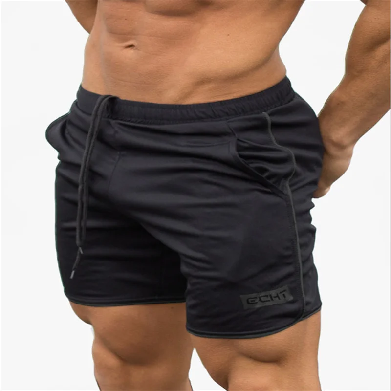 Летние шорты для бега мужские быстросохнущие спортивные шорты «Фитнес» шорты для спортзала тренировочные штаны компрессионные обтягивающие шорты - Цвет: Black