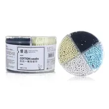 500Pcs 4 Colors Disposable Double Head Cotton Swab Buds Makeup Supplies Sticks Compacted Tips Ear Cleaning Tools Cosmetic