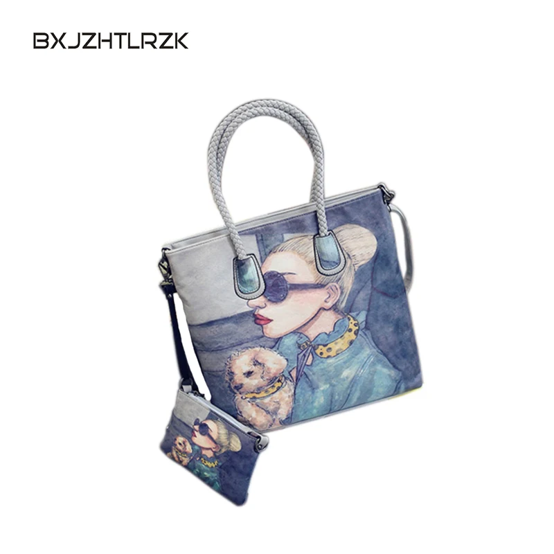 

Woman Modern Lady Printed Pattern Handbag Retro Large Capacity Big Female Bag Mother and Child Package Casual Tote Shoulder Bag
