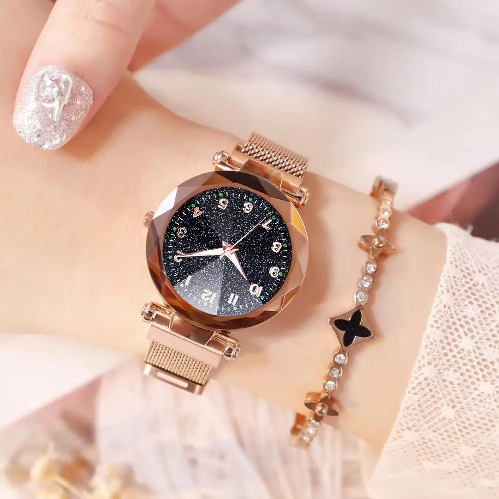 

Lvpai Brand Minimalism Starry Sky Magnet Buckle Fashion Watches For Women Wristwatch Waterproof Roman Numeral Dress Clock