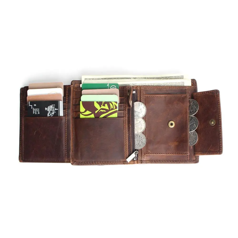 Vintage Designer 100% Genuine Carteiras Masculinas Cowhide Leather Men Short Wallet Purse Card Hold
