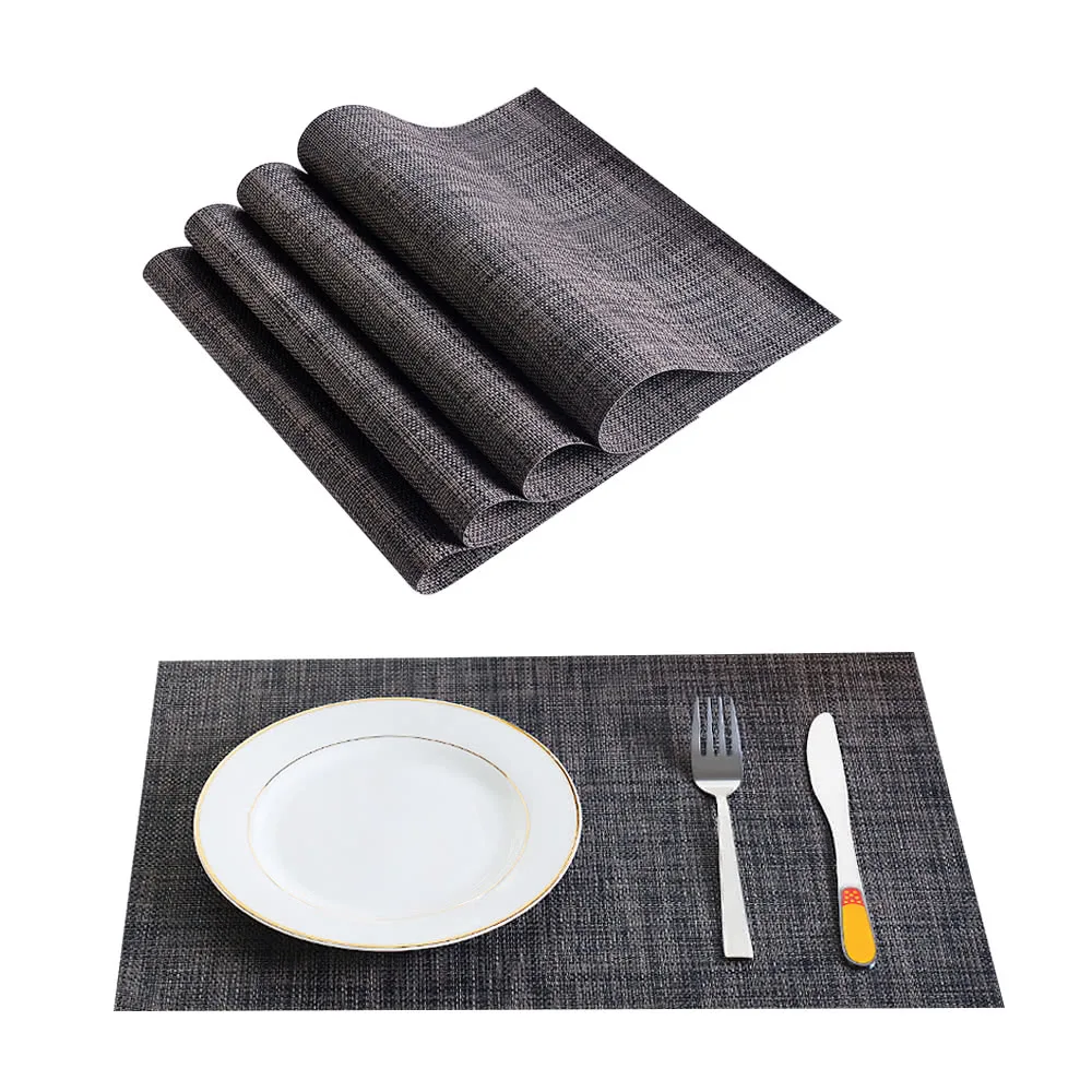 4pcs/lot Placemat 12 x18 inches PVC Heat resistant Woven Placemat Stain