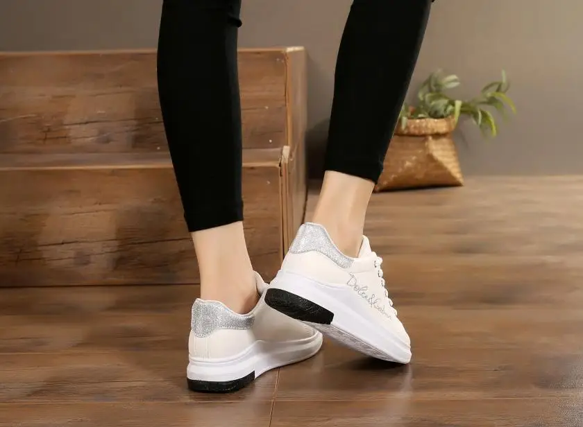 New Spring Autumn Wedges Pink Lace-up Platform Sneakers Women Vulcanize Shoes Tenis Feminino Casual Female Shoes T0111