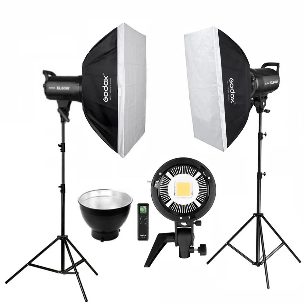 2 шт. светодиодный светильник Godox для видеозаписи CRI 95 SL60W 5600K 60x90 см софтбокс