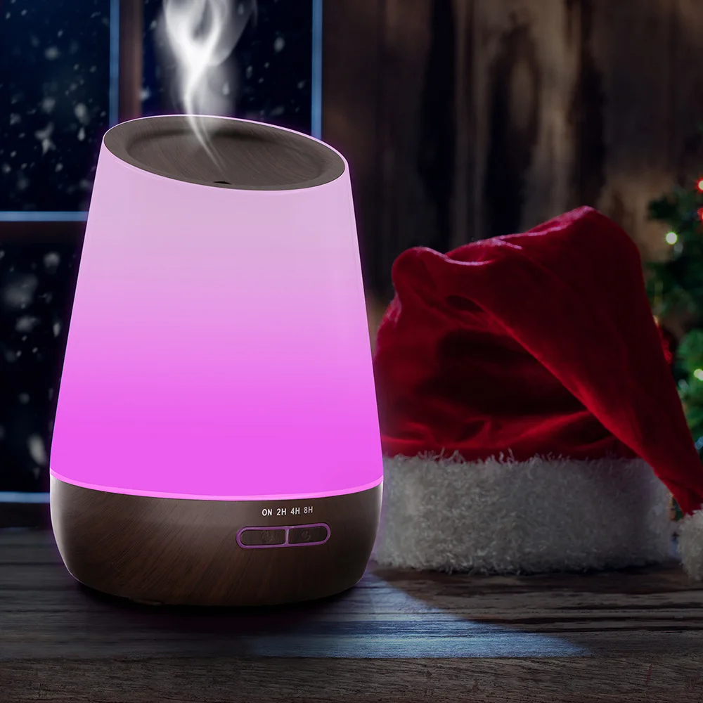 

500ml Ultrasonic Air Humidifier Wood Grain Essential Oil Diffuser Aromatherapy Mist Maker LED Lights Aroma Diffuser for Home Spa