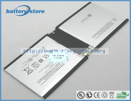 

Free ship 4220mAh, 31.3W Genuine battery P21G2B MH29581 2ICP3/97/106 for MICROSOFT Surface 2 Surface RT2 1572