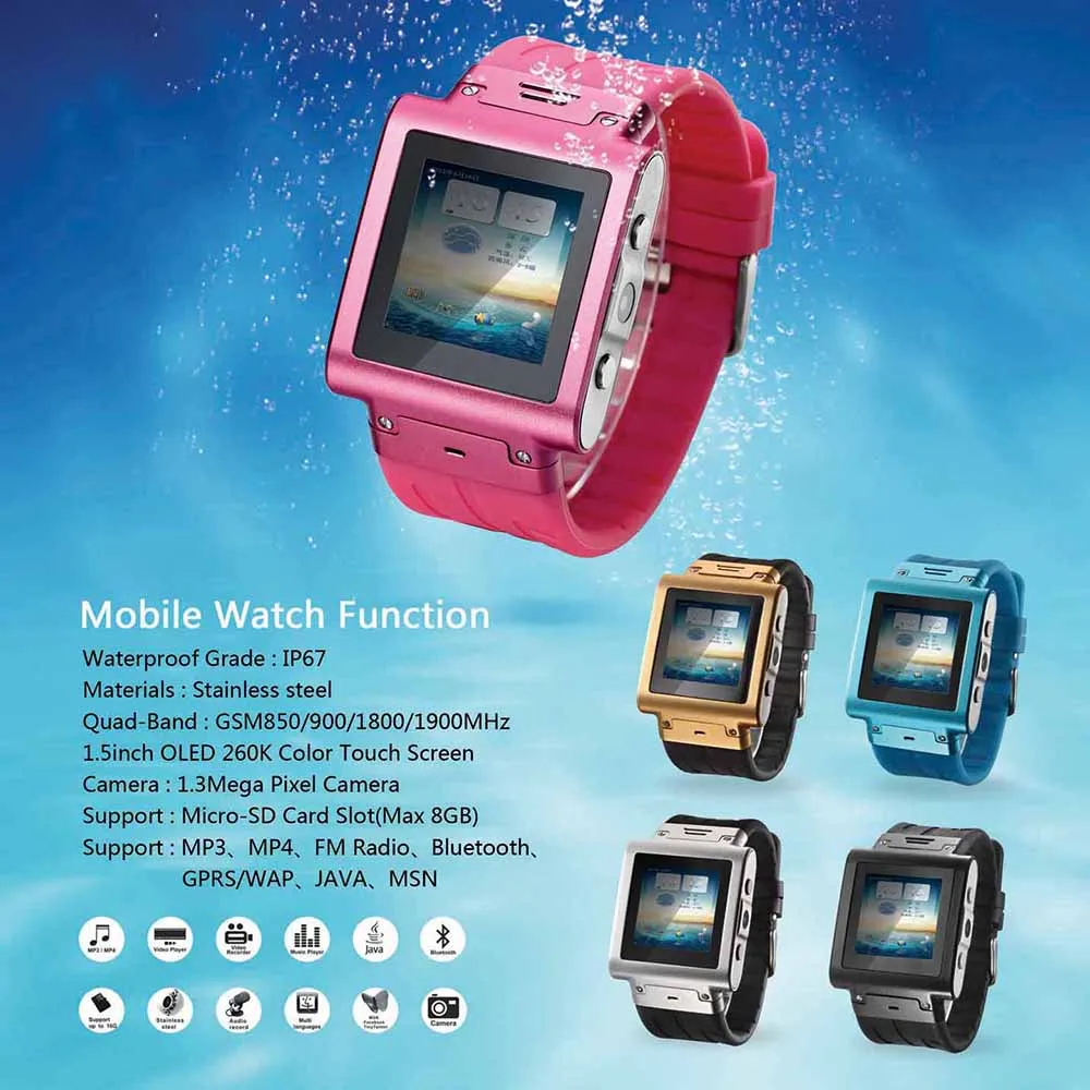  2018 Lastest Unlock GSM Watch IP67 Waterproof SKW838 Smart Watch Phone Support SIM Card JAVA Blueto