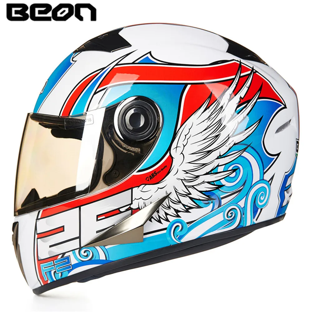 BEON мотоциклетный шлем для гонок полный шлем moto Casque Casco moto cicleta Capacete Kask шлемы хромированный козырек M L XL